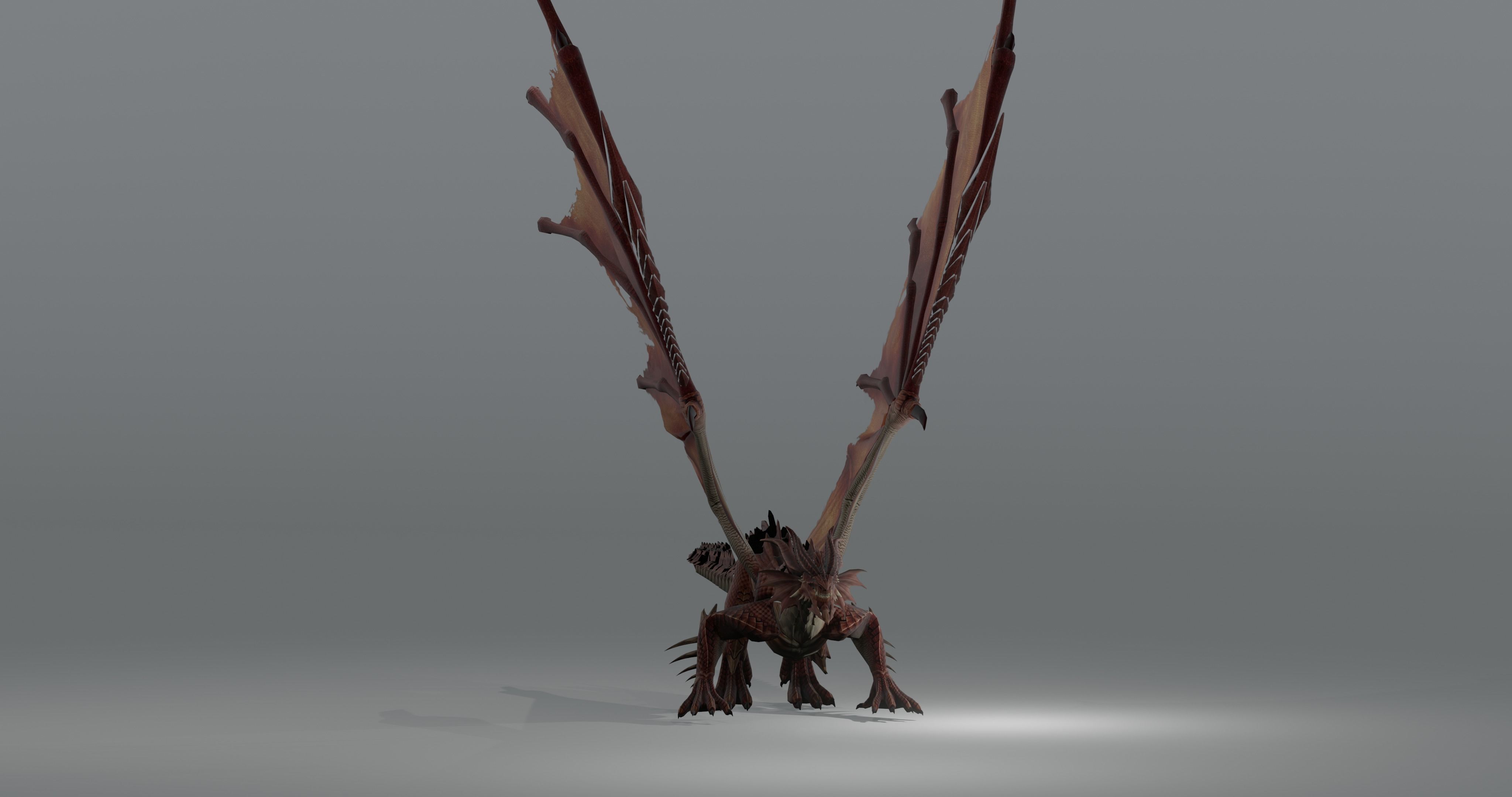 The red Dragon rigged blender model free  Free low-poly 3D model_12
