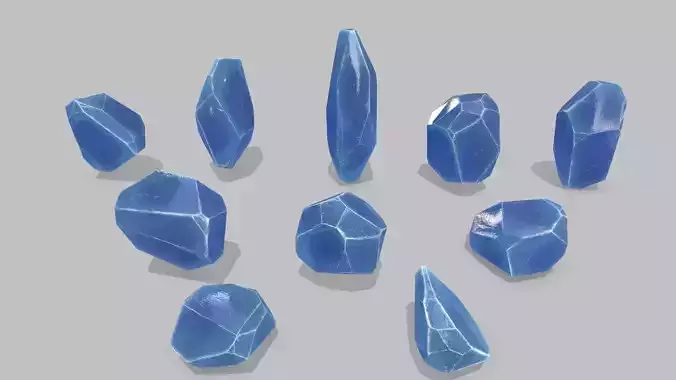 crystal set Low-poly 3D model