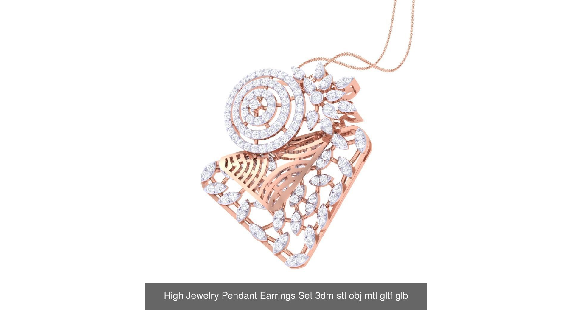 507 High Jewelry Pendant Earrings Set 3dm stl obj mtl gltf glb 3D Model Collection_141