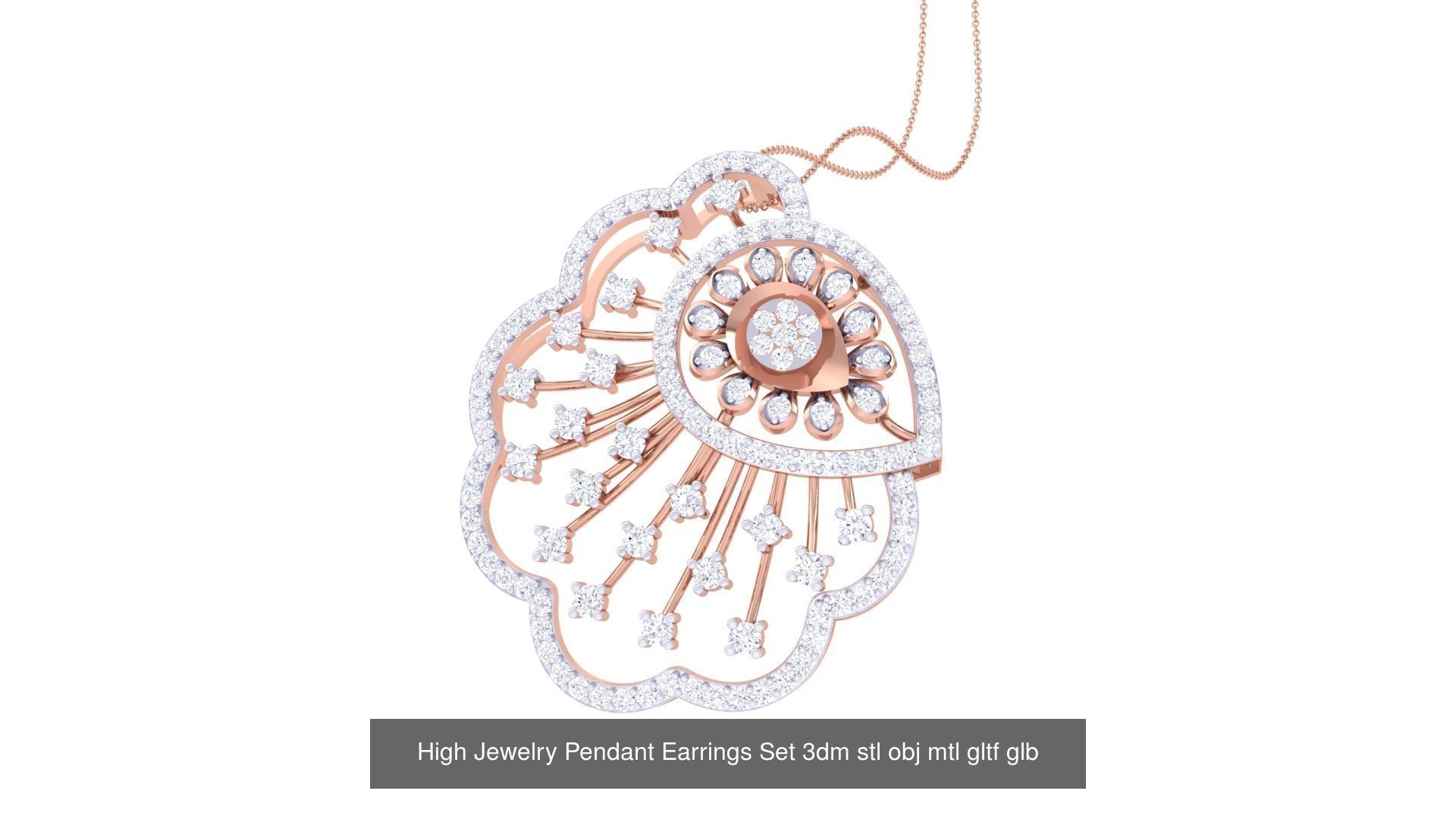 507 High Jewelry Pendant Earrings Set 3dm stl obj mtl gltf glb 3D Model Collection_182