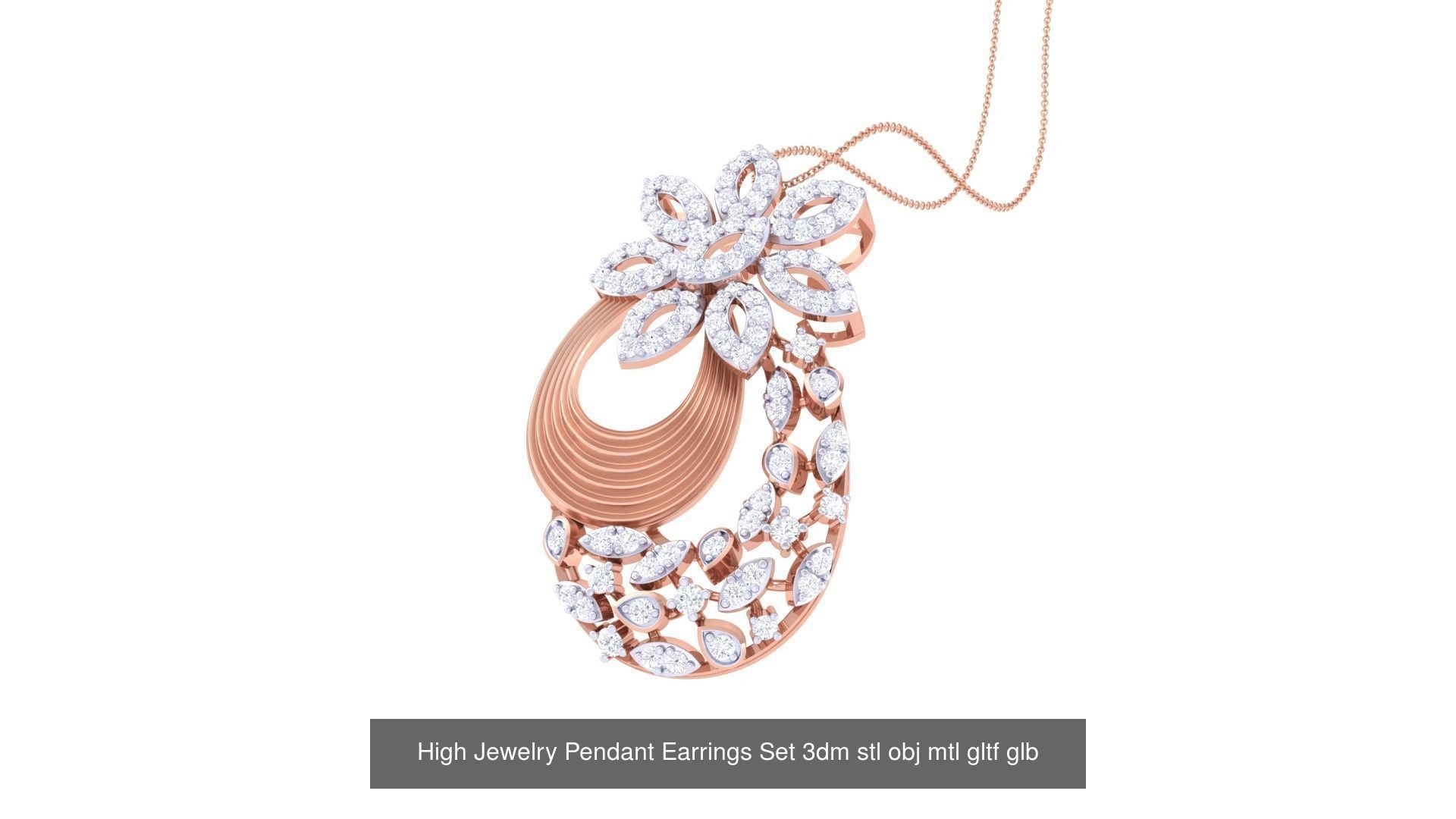 507 High Jewelry Pendant Earrings Set 3dm stl obj mtl gltf glb 3D Model Collection_163