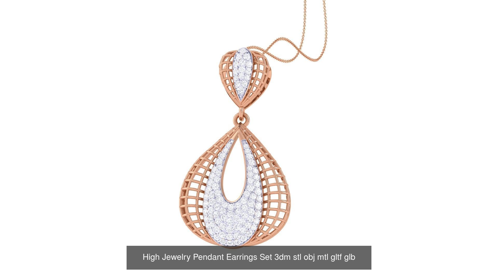 507 High Jewelry Pendant Earrings Set 3dm stl obj mtl gltf glb 3D Model Collection_190