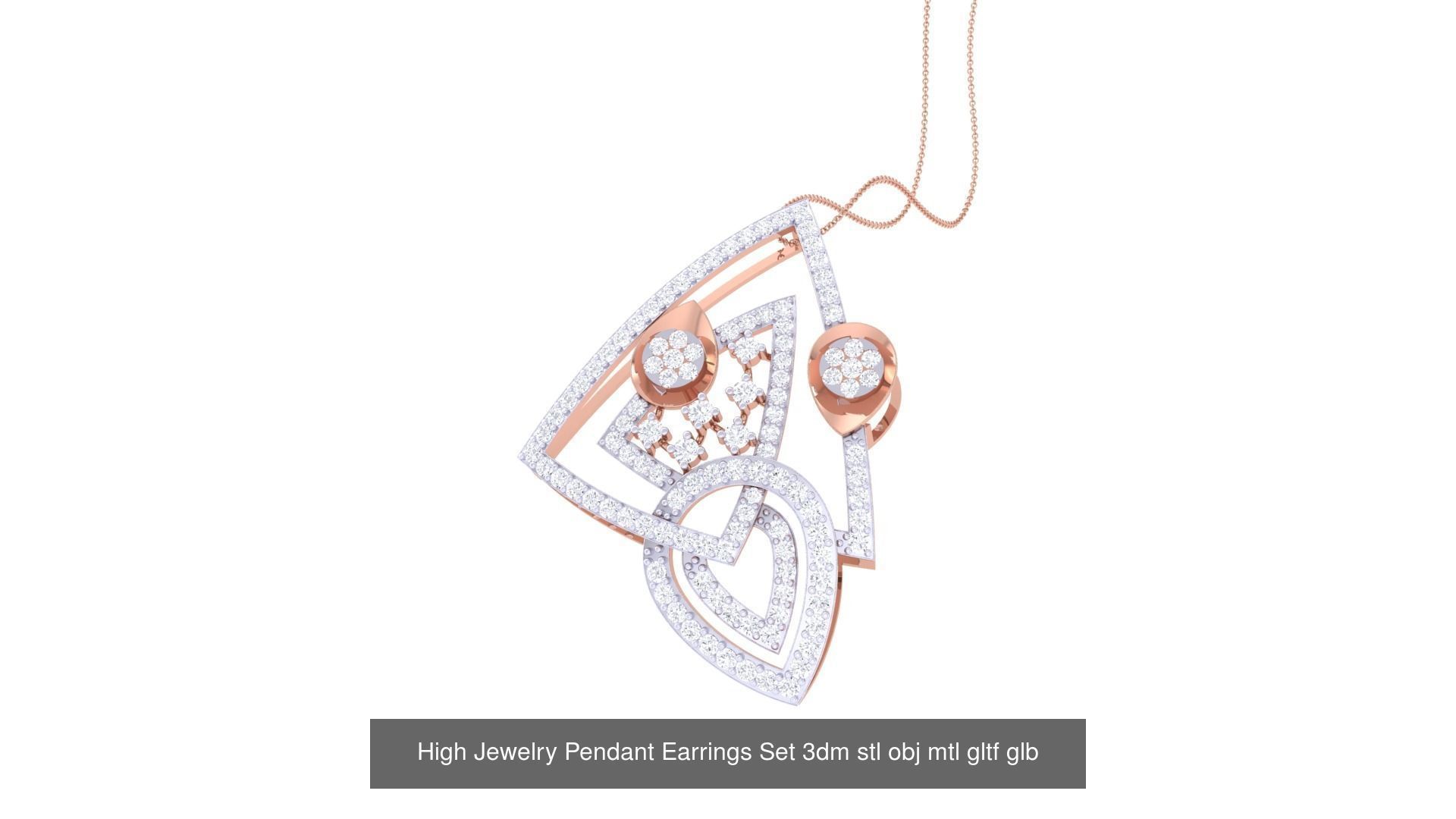 507 High Jewelry Pendant Earrings Set 3dm stl obj mtl gltf glb 3D Model Collection_189