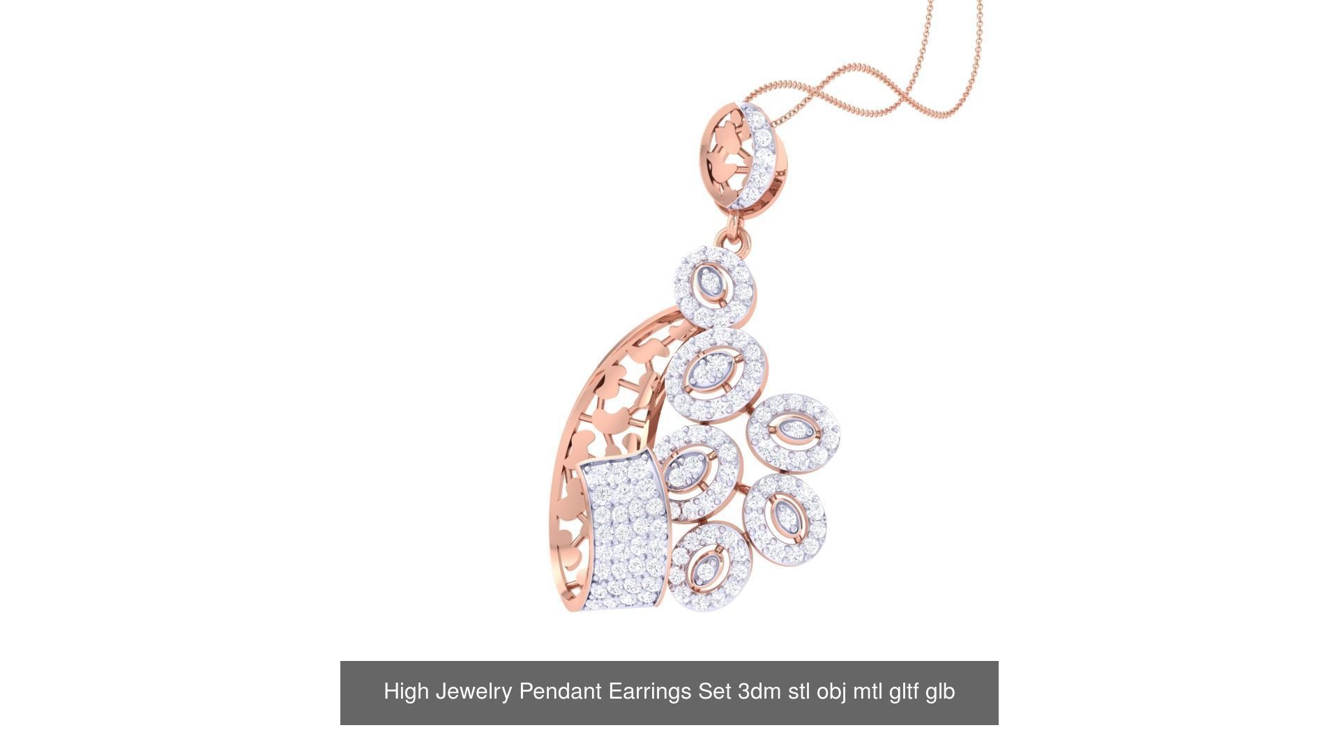 507 High Jewelry Pendant Earrings Set 3dm stl obj mtl gltf glb 3D Model Collection_167