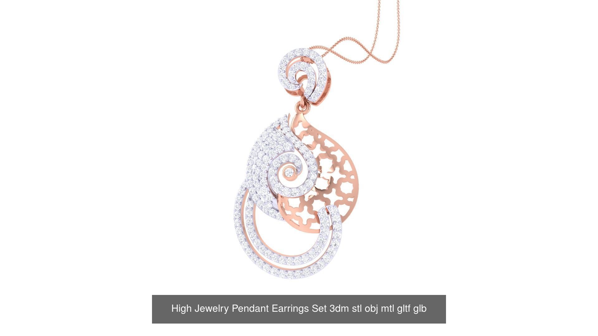 507 High Jewelry Pendant Earrings Set 3dm stl obj mtl gltf glb 3D Model Collection_175