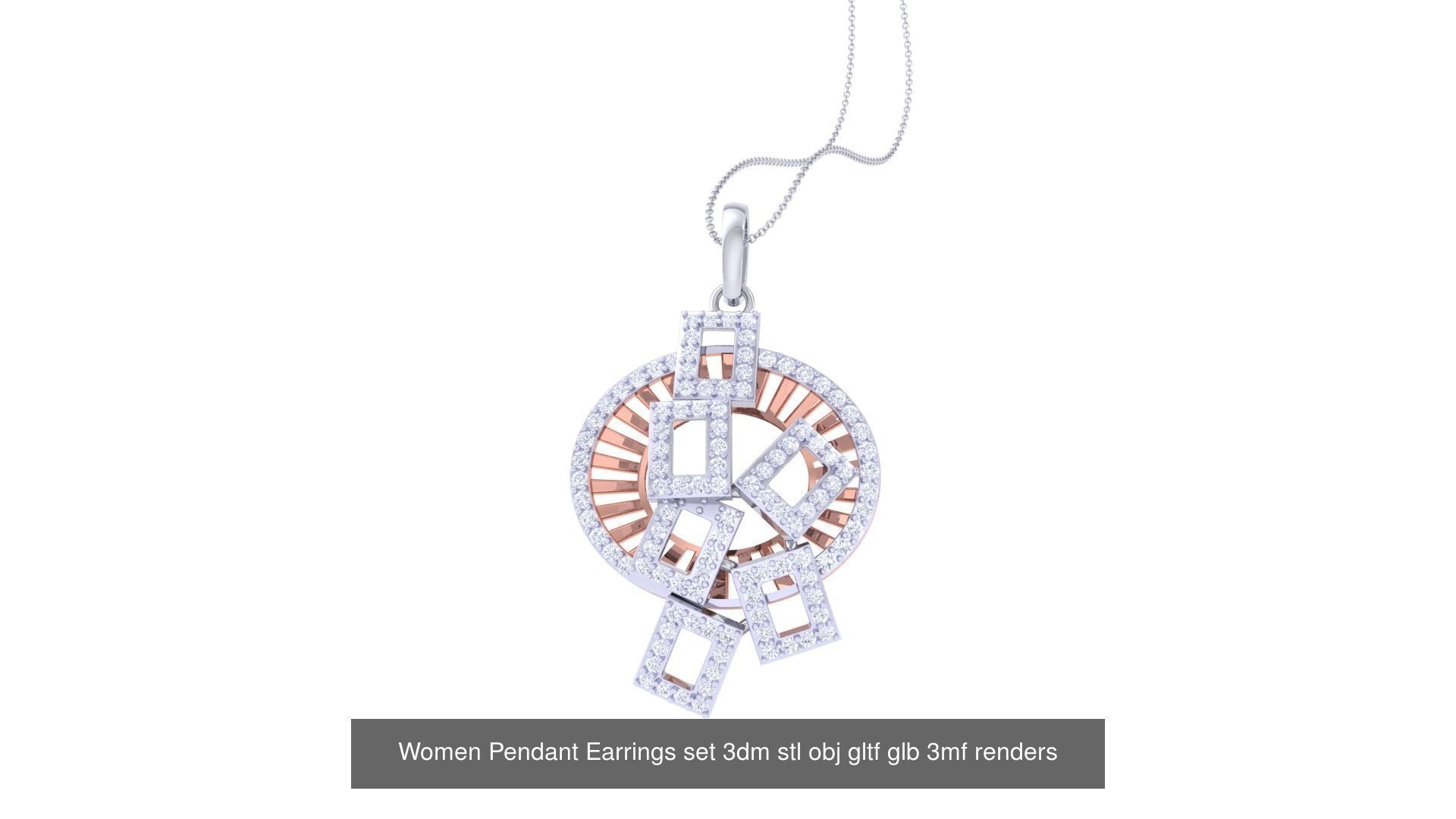 507 High Jewelry Pendant Earrings Set 3dm stl obj mtl gltf glb 3D Model Collection_35