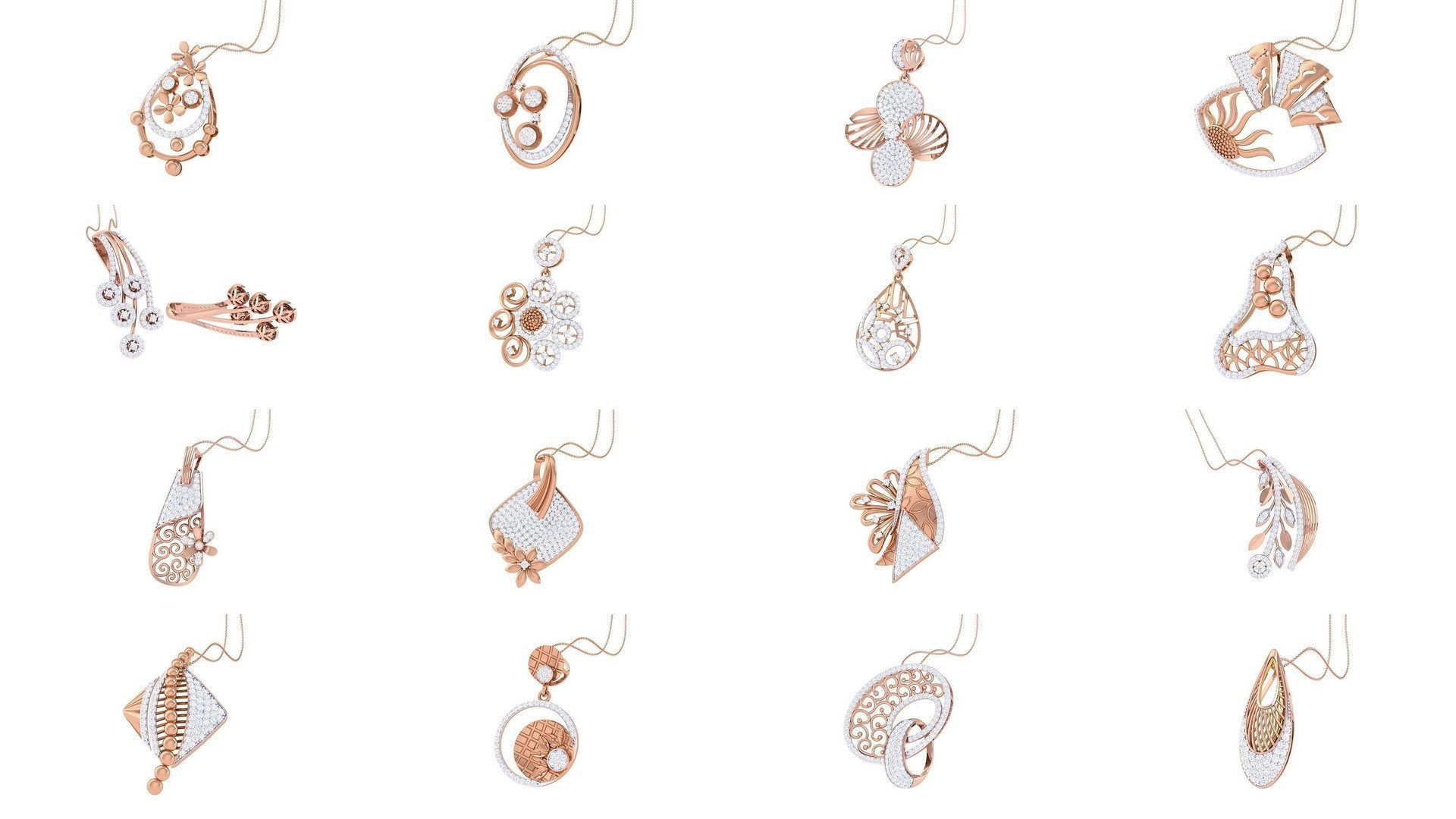 507 High Jewelry Pendant Earrings Set 3dm stl obj mtl gltf glb 3D Model Collection_11