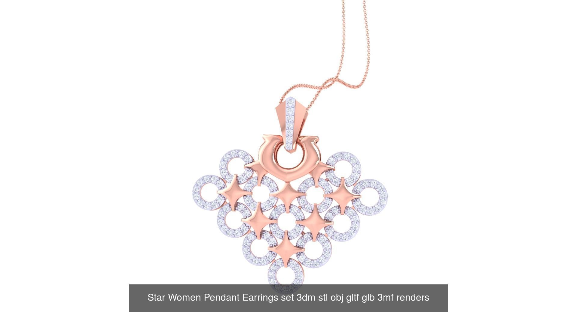 507 High Jewelry Pendant Earrings Set 3dm stl obj mtl gltf glb 3D Model Collection_91