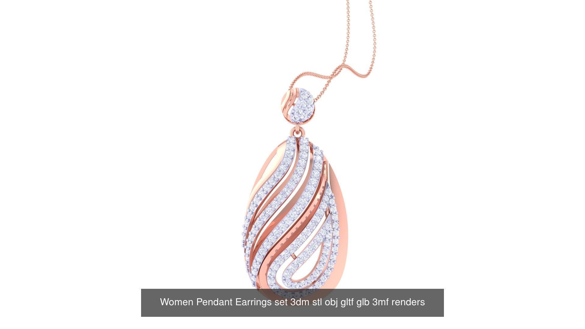 507 High Jewelry Pendant Earrings Set 3dm stl obj mtl gltf glb 3D Model Collection_85