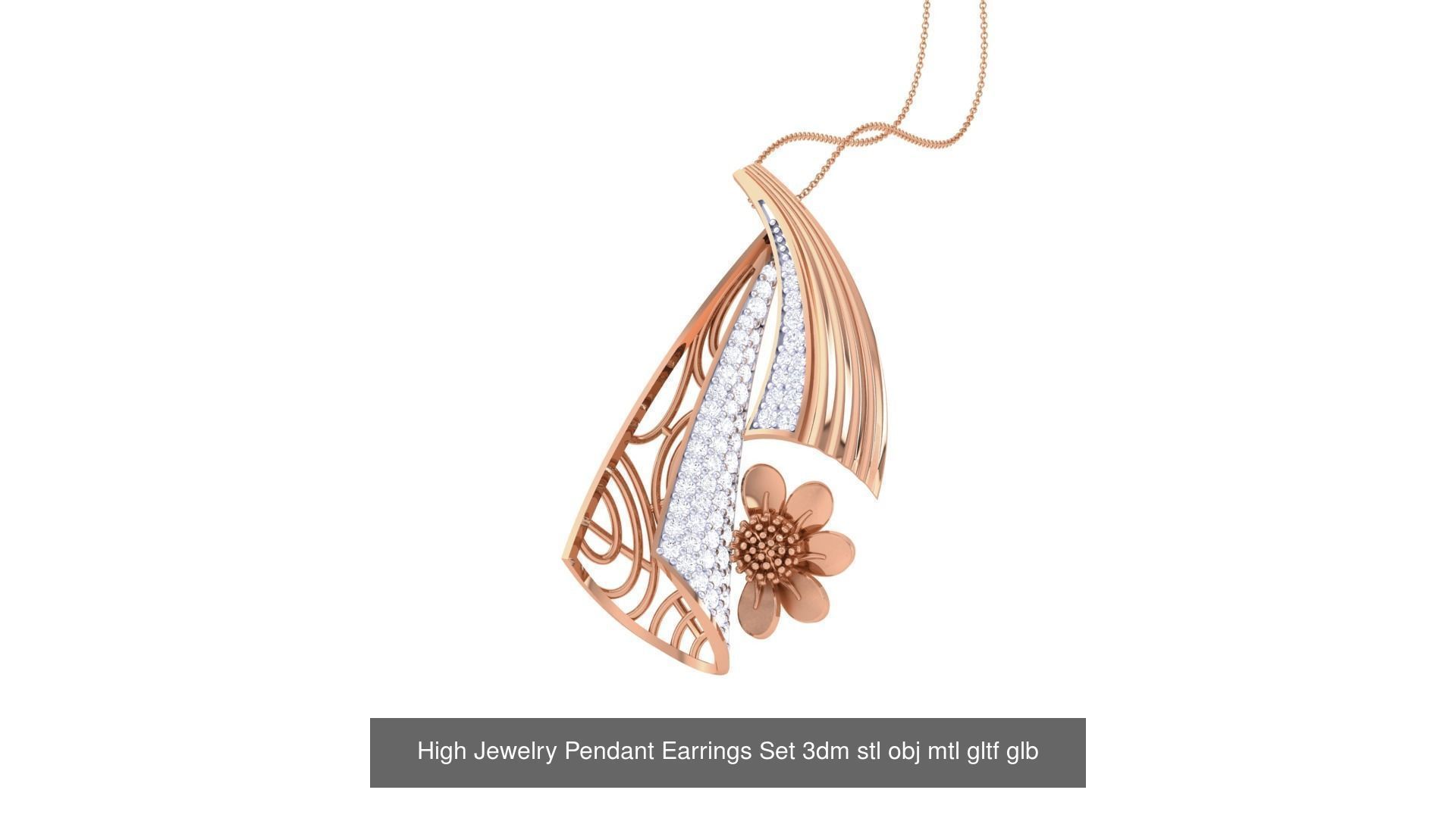 507 High Jewelry Pendant Earrings Set 3dm stl obj mtl gltf glb 3D Model Collection_196