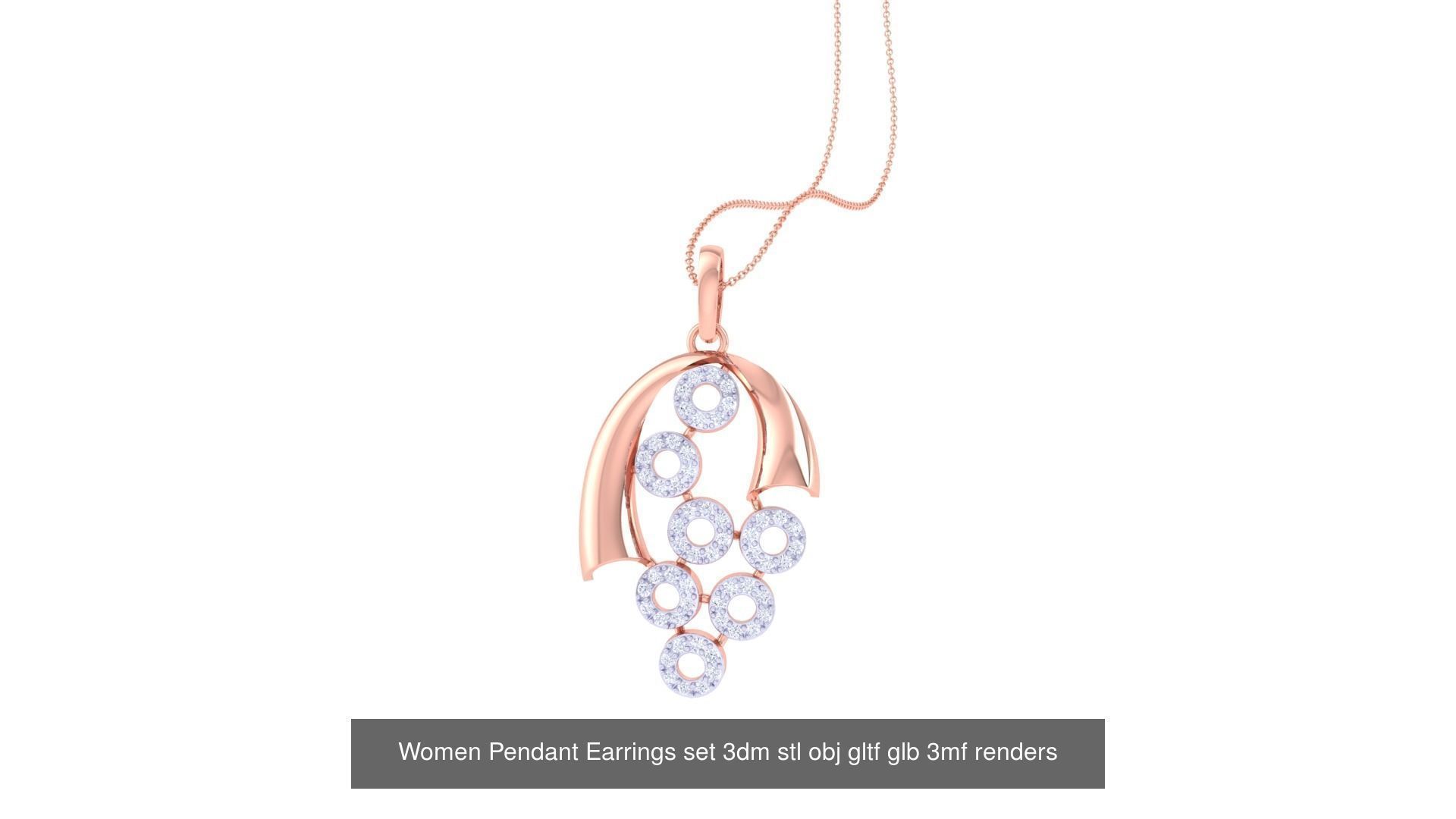 507 High Jewelry Pendant Earrings Set 3dm stl obj mtl gltf glb 3D Model Collection_60