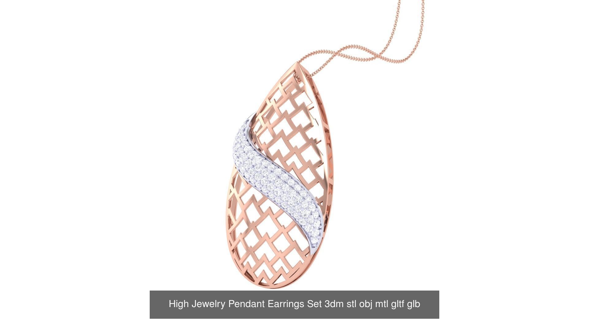 507 High Jewelry Pendant Earrings Set 3dm stl obj mtl gltf glb 3D Model Collection_191