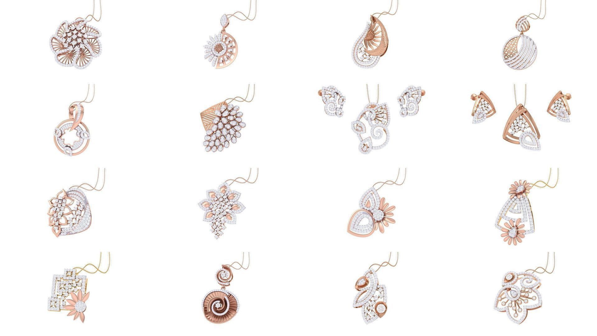 507 High Jewelry Pendant Earrings Set 3dm stl obj mtl gltf glb 3D Model Collection_14