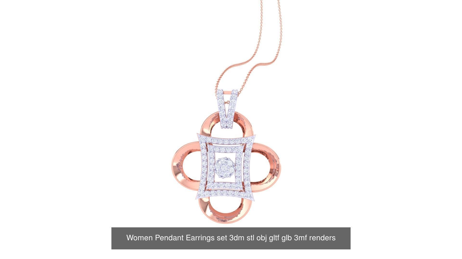 507 High Jewelry Pendant Earrings Set 3dm stl obj mtl gltf glb 3D Model Collection_76