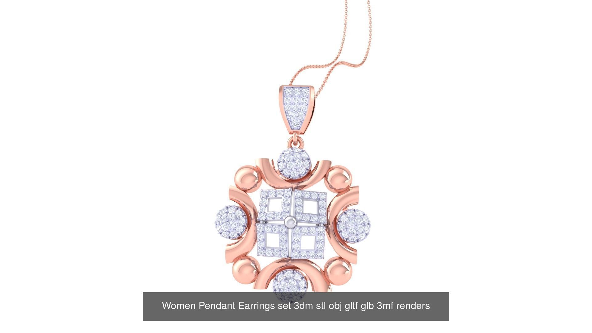 507 High Jewelry Pendant Earrings Set 3dm stl obj mtl gltf glb 3D Model Collection_37