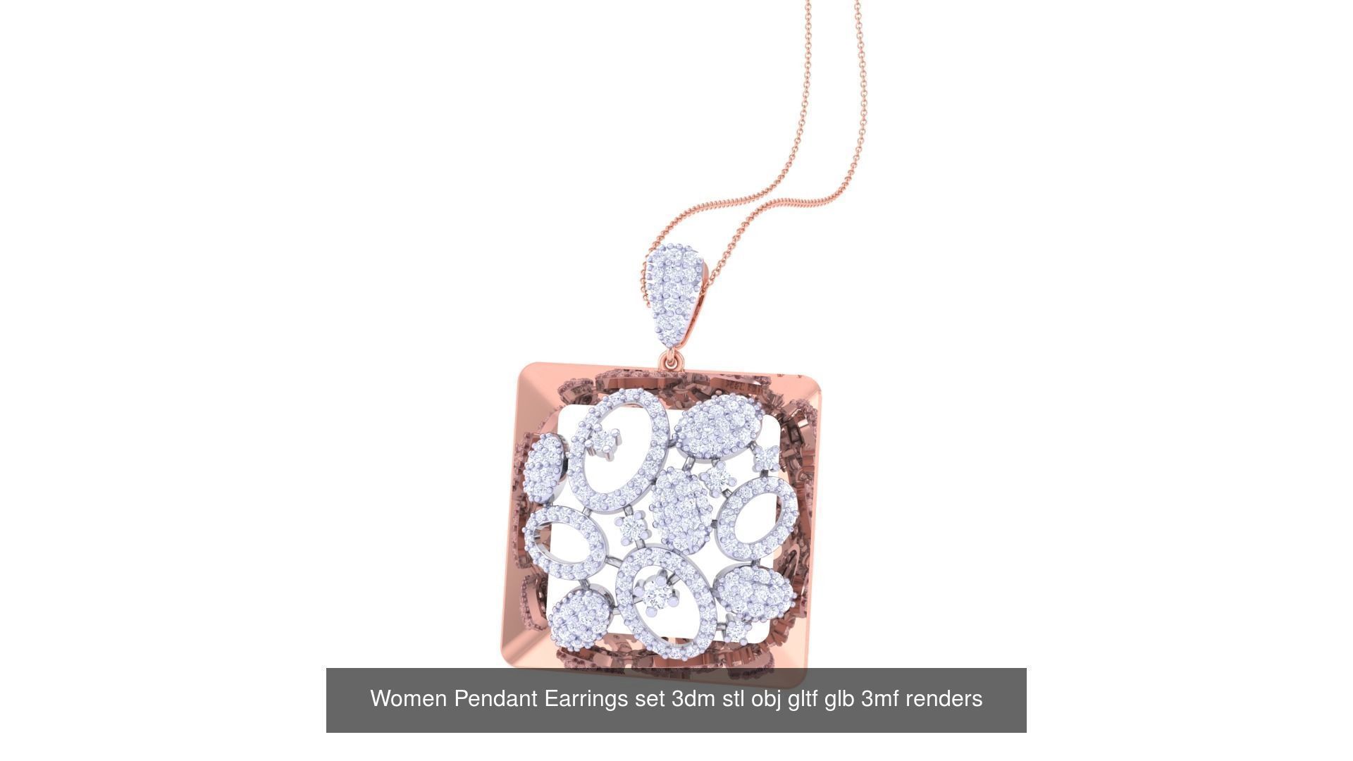 507 High Jewelry Pendant Earrings Set 3dm stl obj mtl gltf glb 3D Model Collection_63