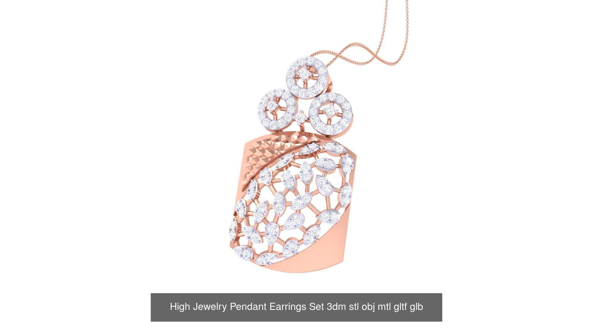 507 High Jewelry Pendant Earrings Set 3dm stl obj mtl gltf glb 3D Model Collection_171