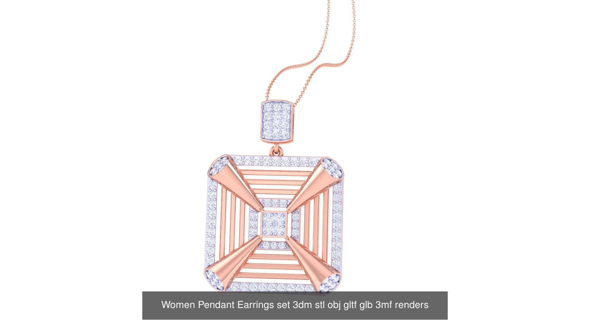 507 High Jewelry Pendant Earrings Set 3dm stl obj mtl gltf glb 3D Model Collection_27