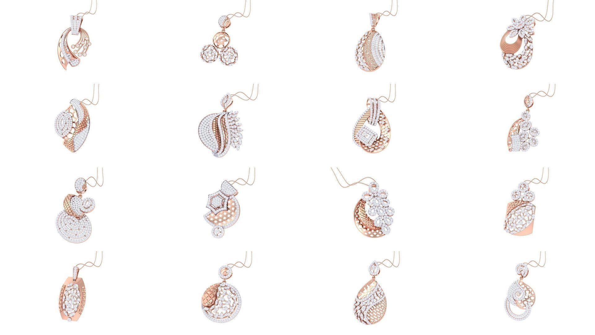 507 High Jewelry Pendant Earrings Set 3dm stl obj mtl gltf glb 3D Model Collection_8