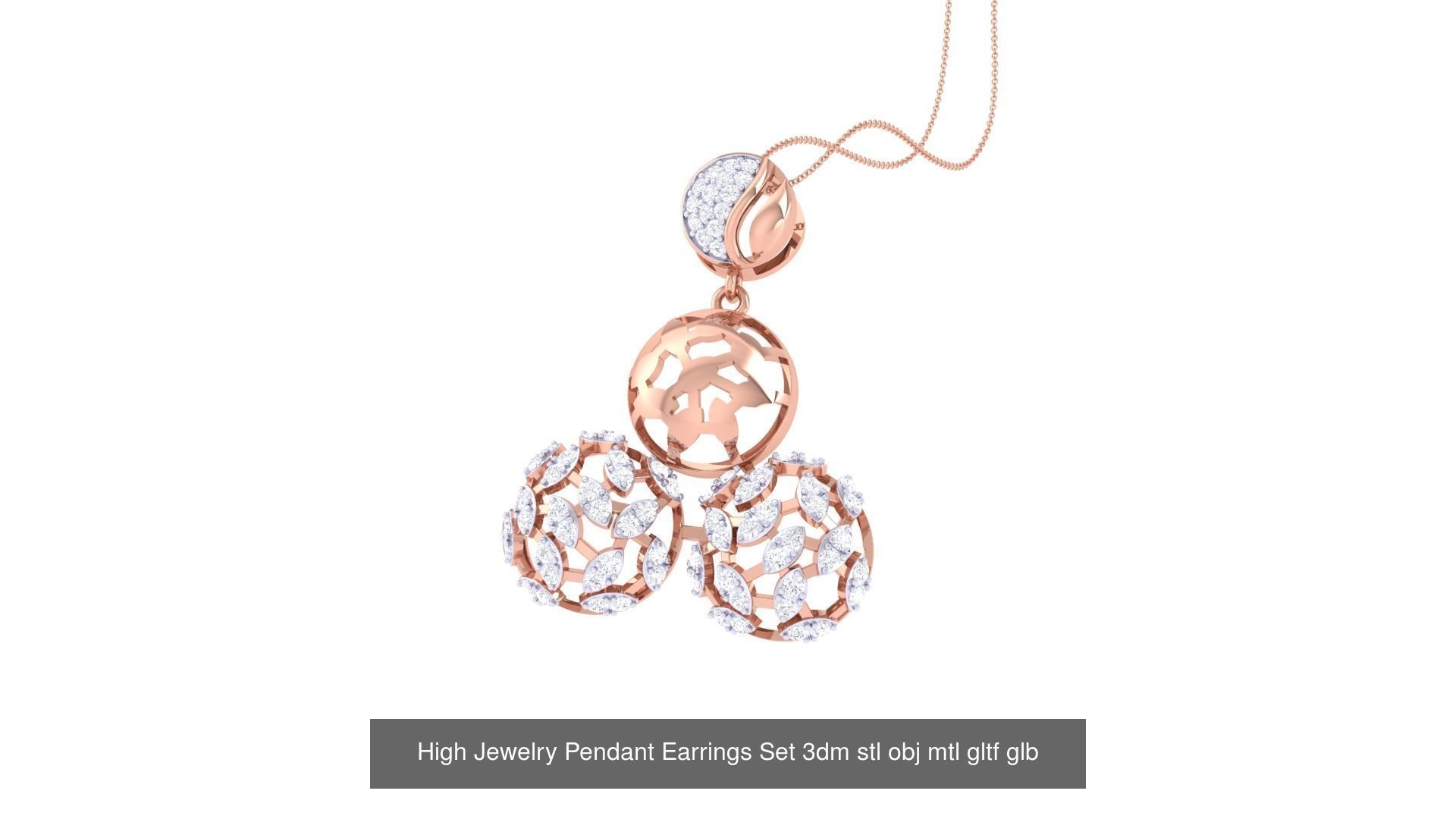 507 High Jewelry Pendant Earrings Set 3dm stl obj mtl gltf glb 3D Model Collection_161