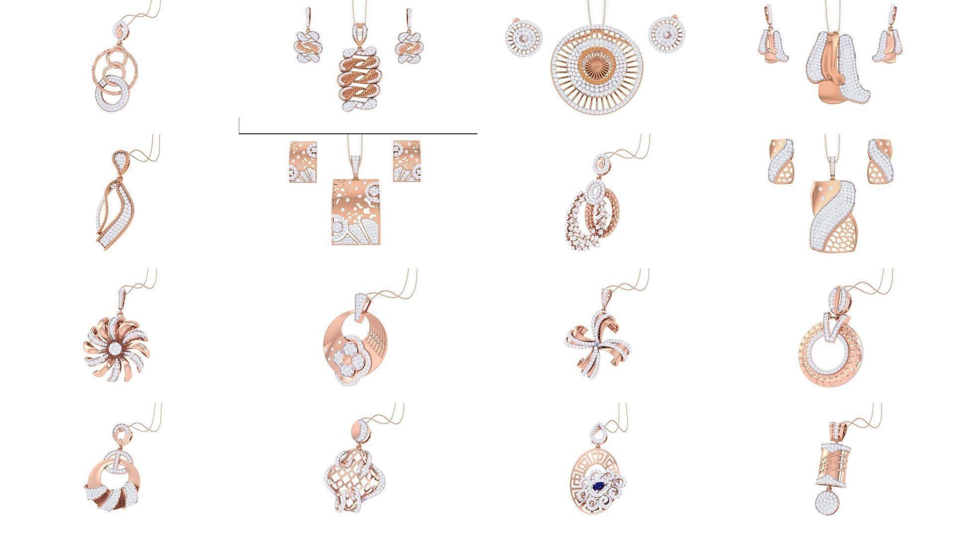 507 High Jewelry Pendant Earrings Set 3dm stl obj mtl gltf glb 3D Model Collection_20