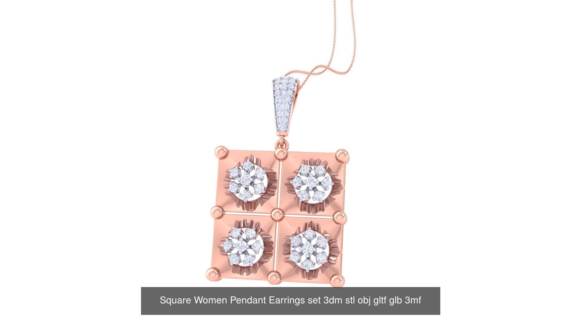 507 High Jewelry Pendant Earrings Set 3dm stl obj mtl gltf glb 3D Model Collection_45