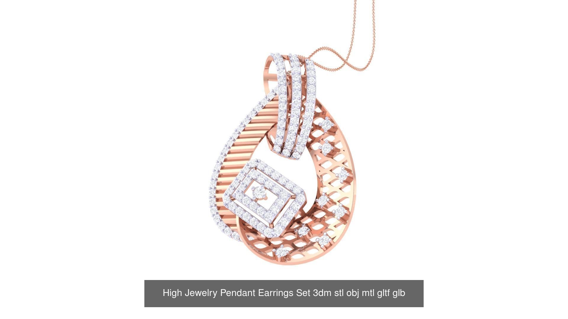 507 High Jewelry Pendant Earrings Set 3dm stl obj mtl gltf glb 3D Model Collection_166