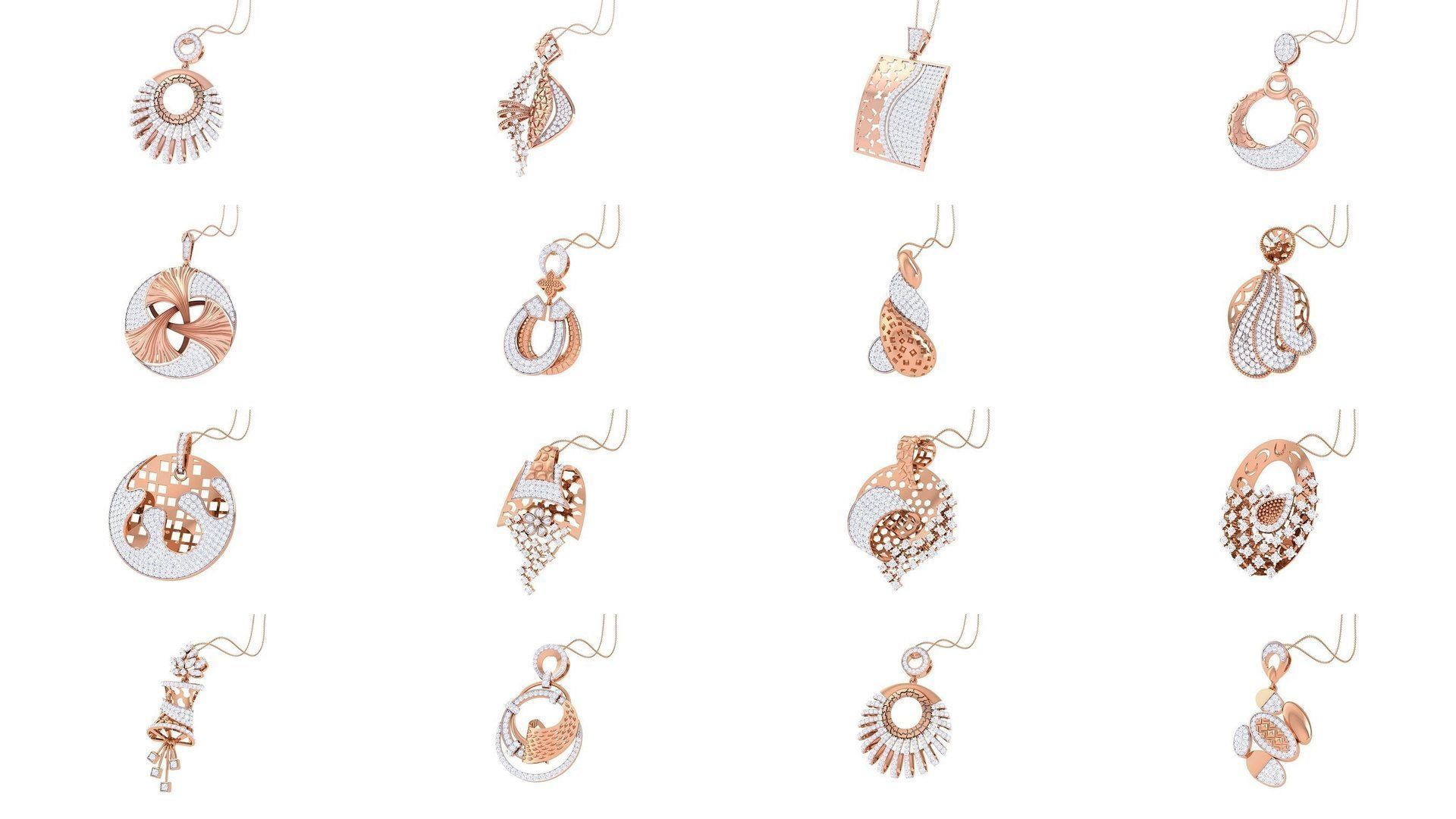 507 High Jewelry Pendant Earrings Set 3dm stl obj mtl gltf glb 3D Model Collection_22