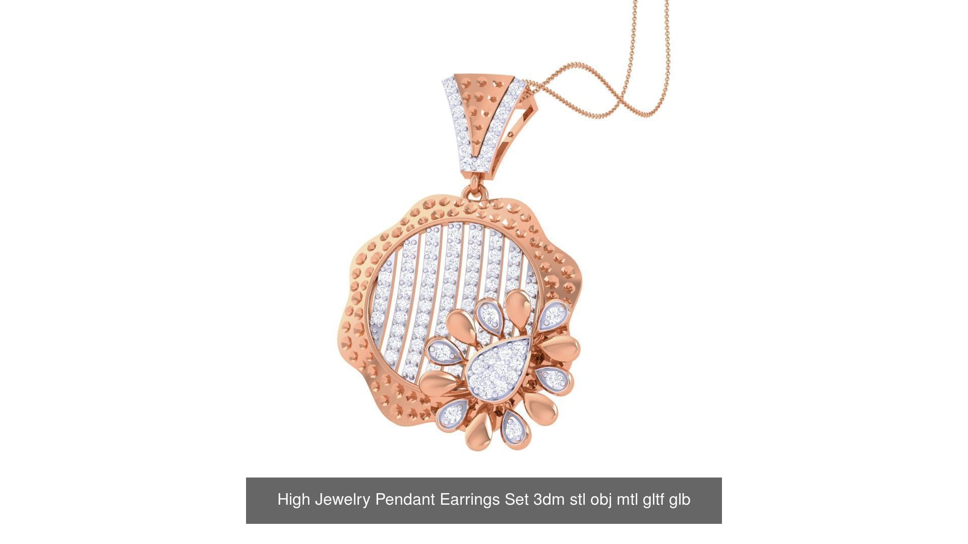 507 High Jewelry Pendant Earrings Set 3dm stl obj mtl gltf glb 3D Model Collection_136