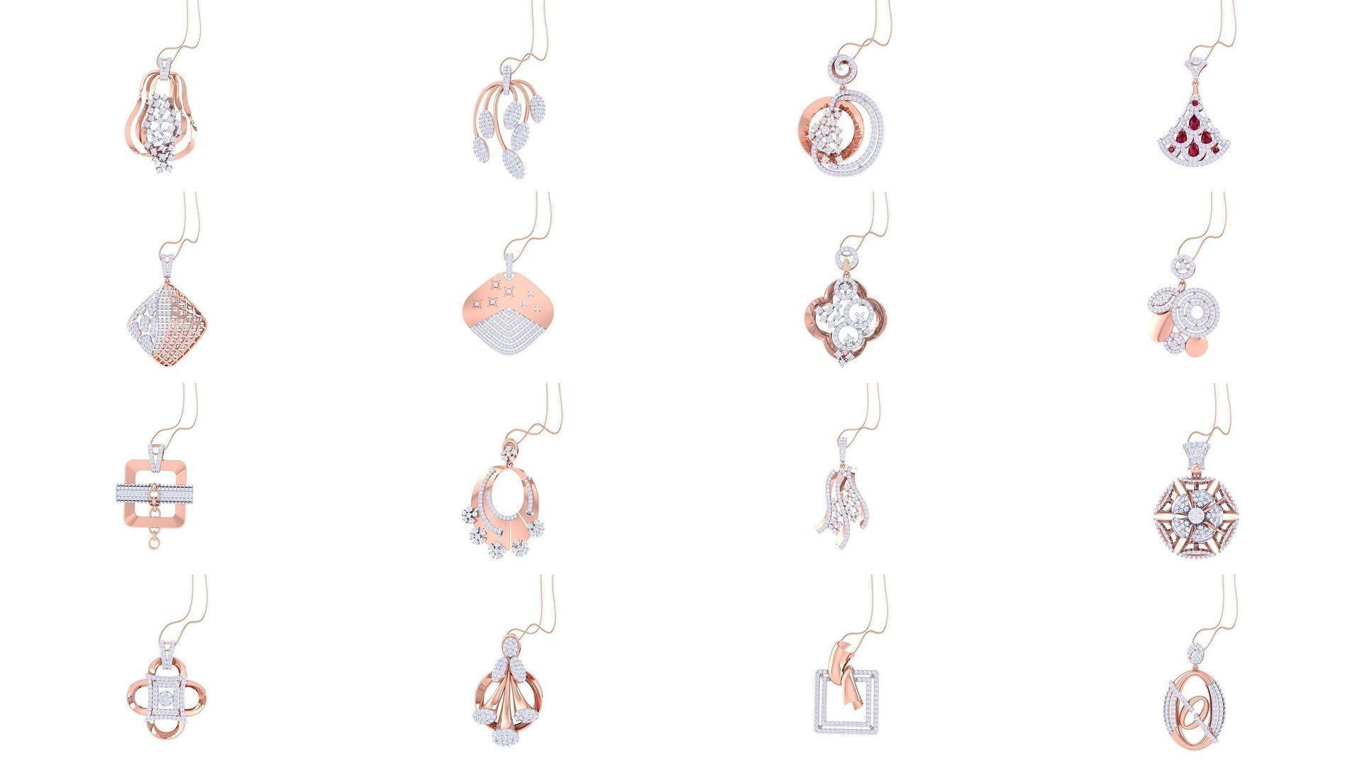 507 High Jewelry Pendant Earrings Set 3dm stl obj mtl gltf glb 3D Model Collection_2