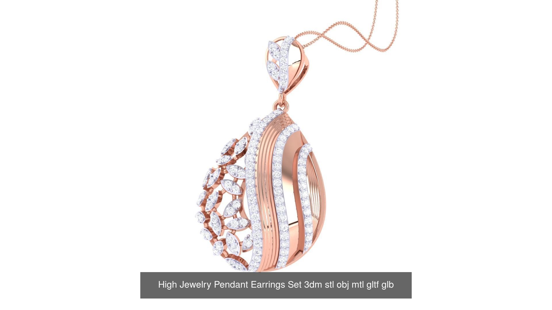 507 High Jewelry Pendant Earrings Set 3dm stl obj mtl gltf glb 3D Model Collection_177