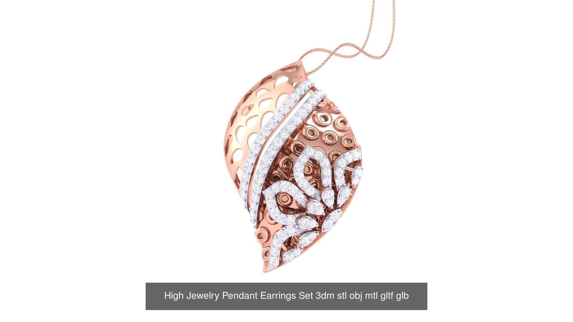 507 High Jewelry Pendant Earrings Set 3dm stl obj mtl gltf glb 3D Model Collection_140