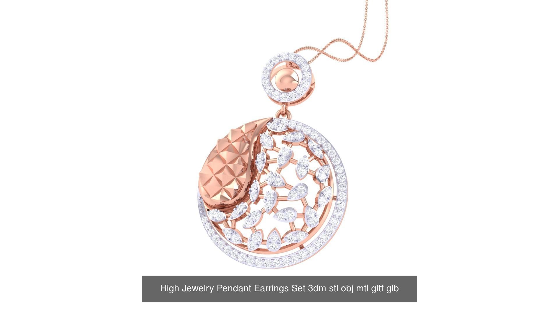 507 High Jewelry Pendant Earrings Set 3dm stl obj mtl gltf glb 3D Model Collection_173