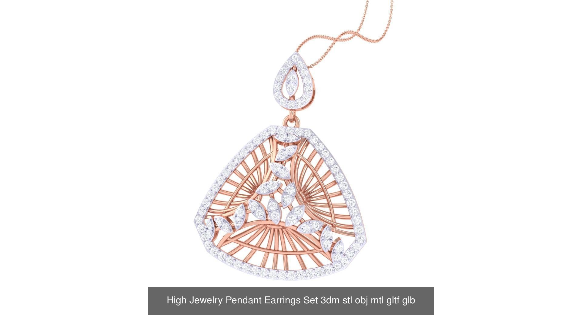 507 High Jewelry Pendant Earrings Set 3dm stl obj mtl gltf glb 3D Model Collection_179