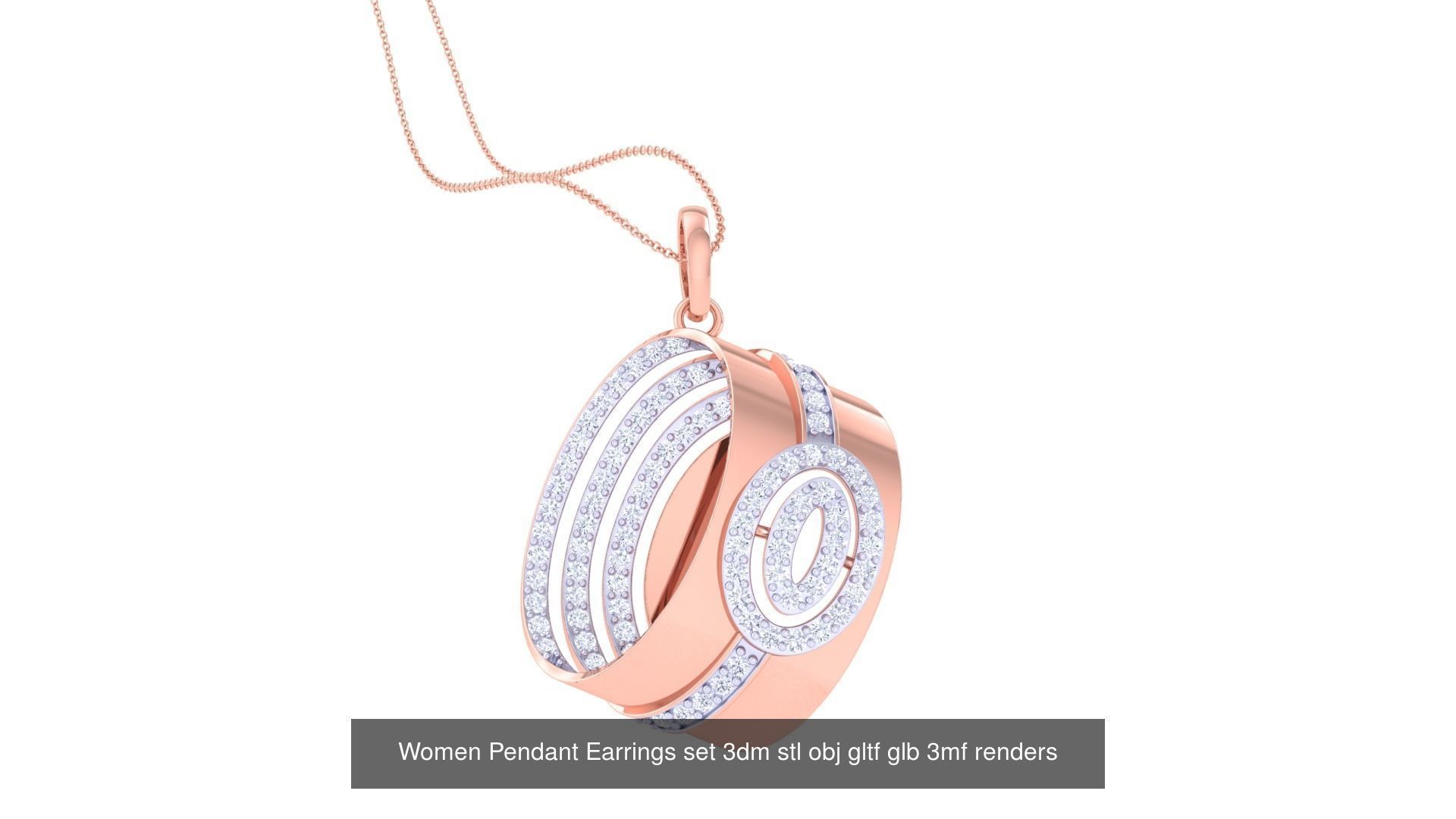 507 High Jewelry Pendant Earrings Set 3dm stl obj mtl gltf glb 3D Model Collection_55