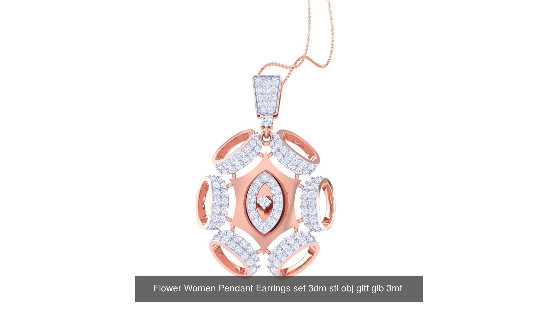 507 High Jewelry Pendant Earrings Set 3dm stl obj mtl gltf glb 3D Model Collection_61