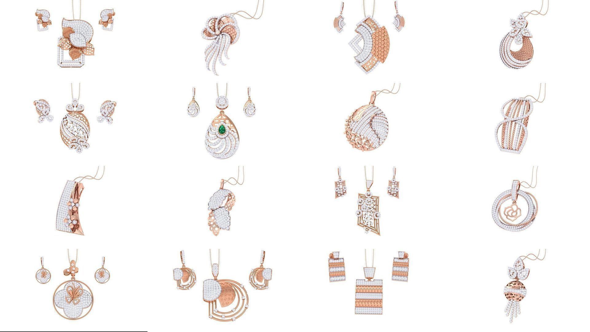 507 High Jewelry Pendant Earrings Set 3dm stl obj mtl gltf glb 3D Model Collection_18