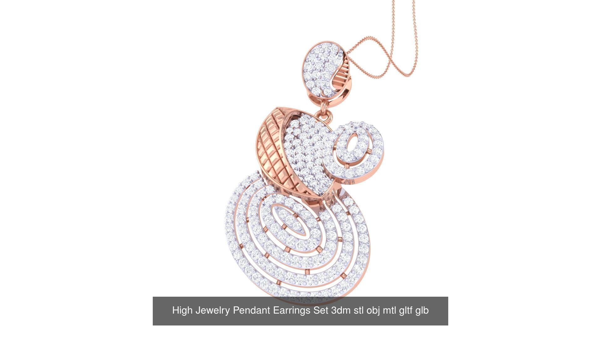 507 High Jewelry Pendant Earrings Set 3dm stl obj mtl gltf glb 3D Model Collection_168