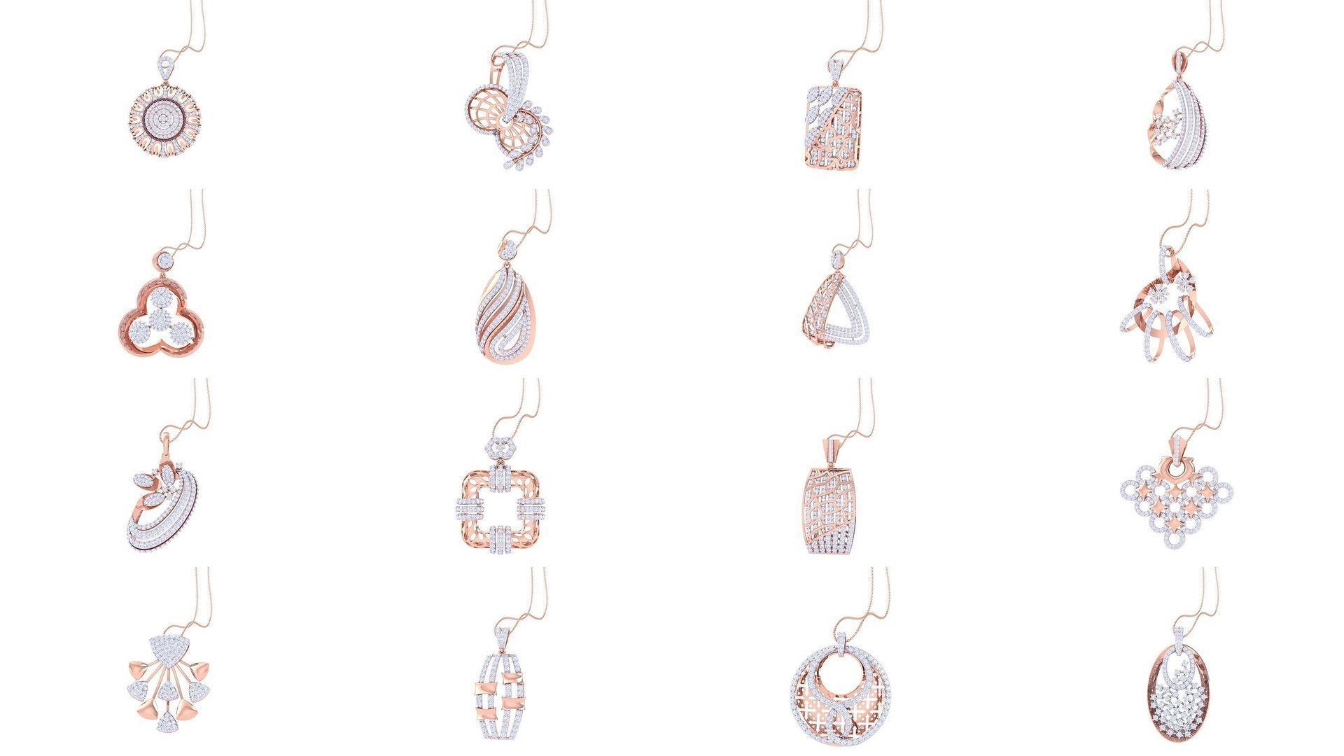 507 High Jewelry Pendant Earrings Set 3dm stl obj mtl gltf glb 3D Model Collection_3