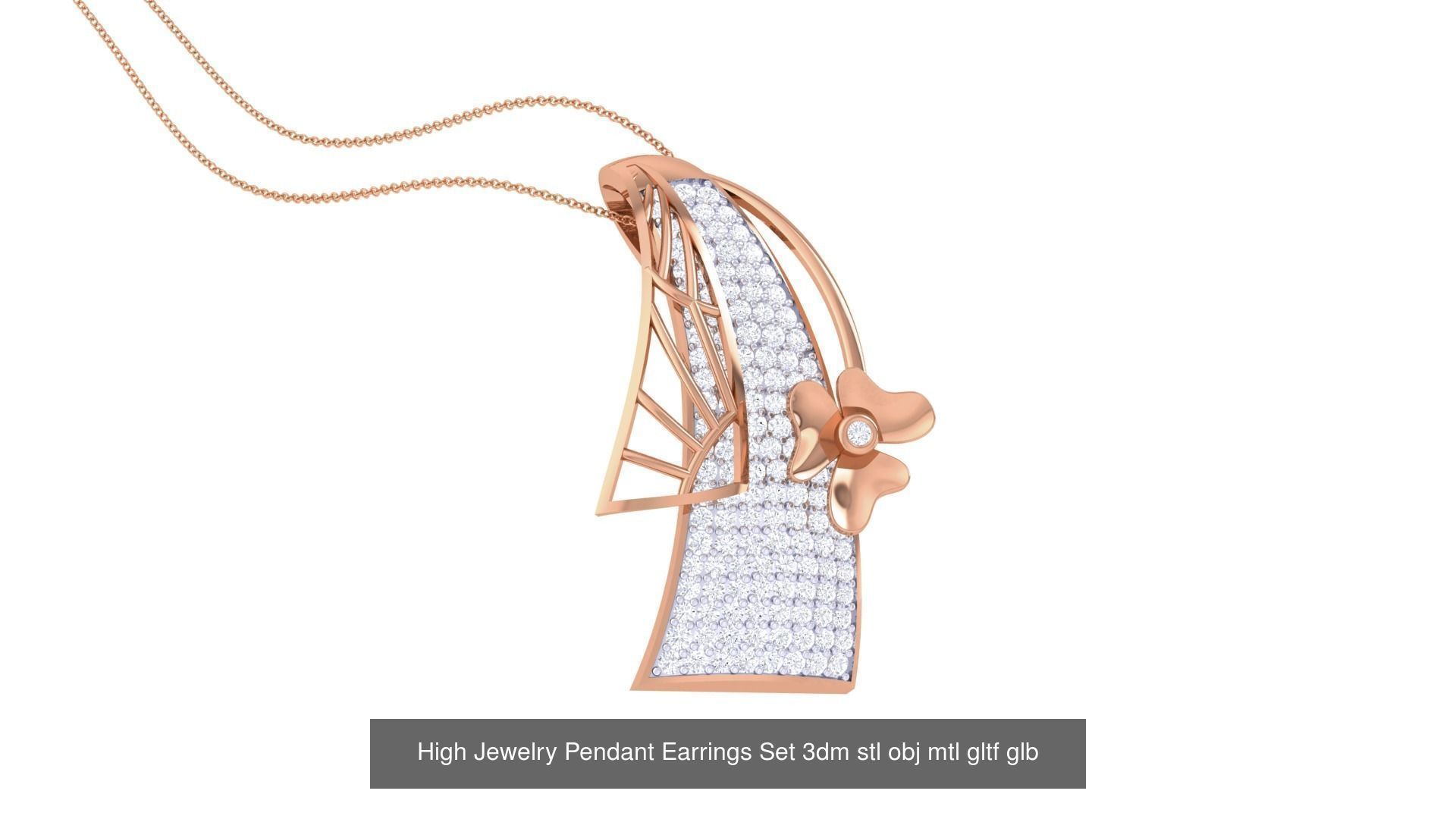 507 High Jewelry Pendant Earrings Set 3dm stl obj mtl gltf glb 3D Model Collection_201