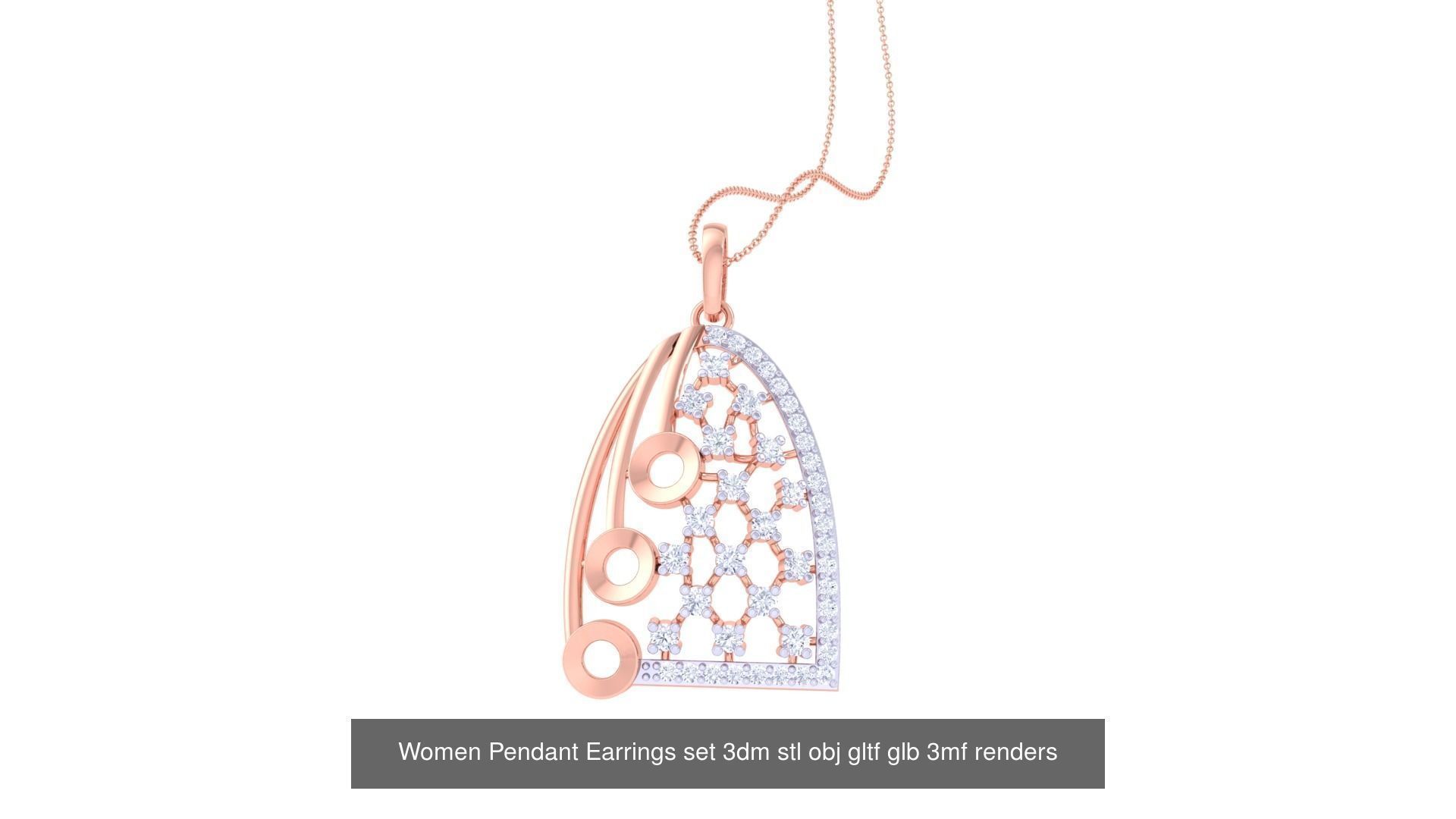 507 High Jewelry Pendant Earrings Set 3dm stl obj mtl gltf glb 3D Model Collection_13