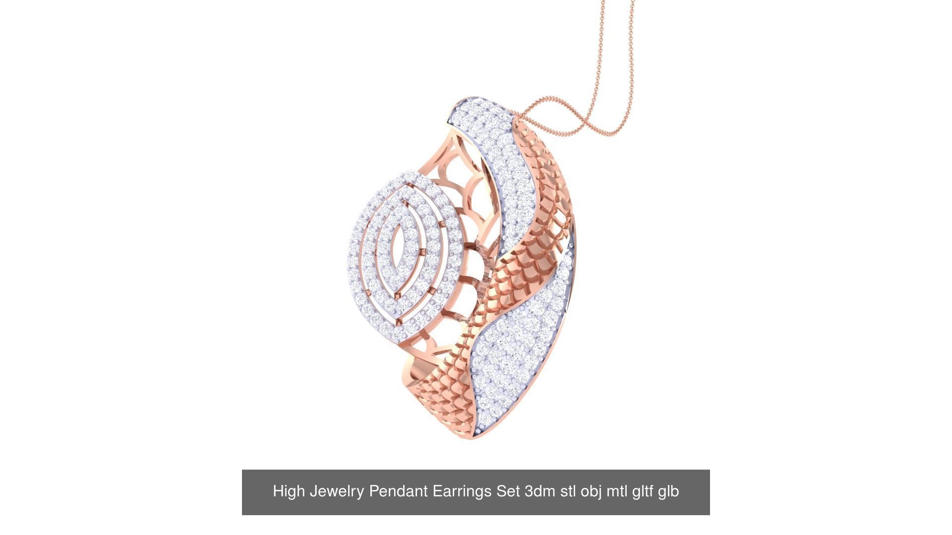 507 High Jewelry Pendant Earrings Set 3dm stl obj mtl gltf glb 3D Model Collection_164