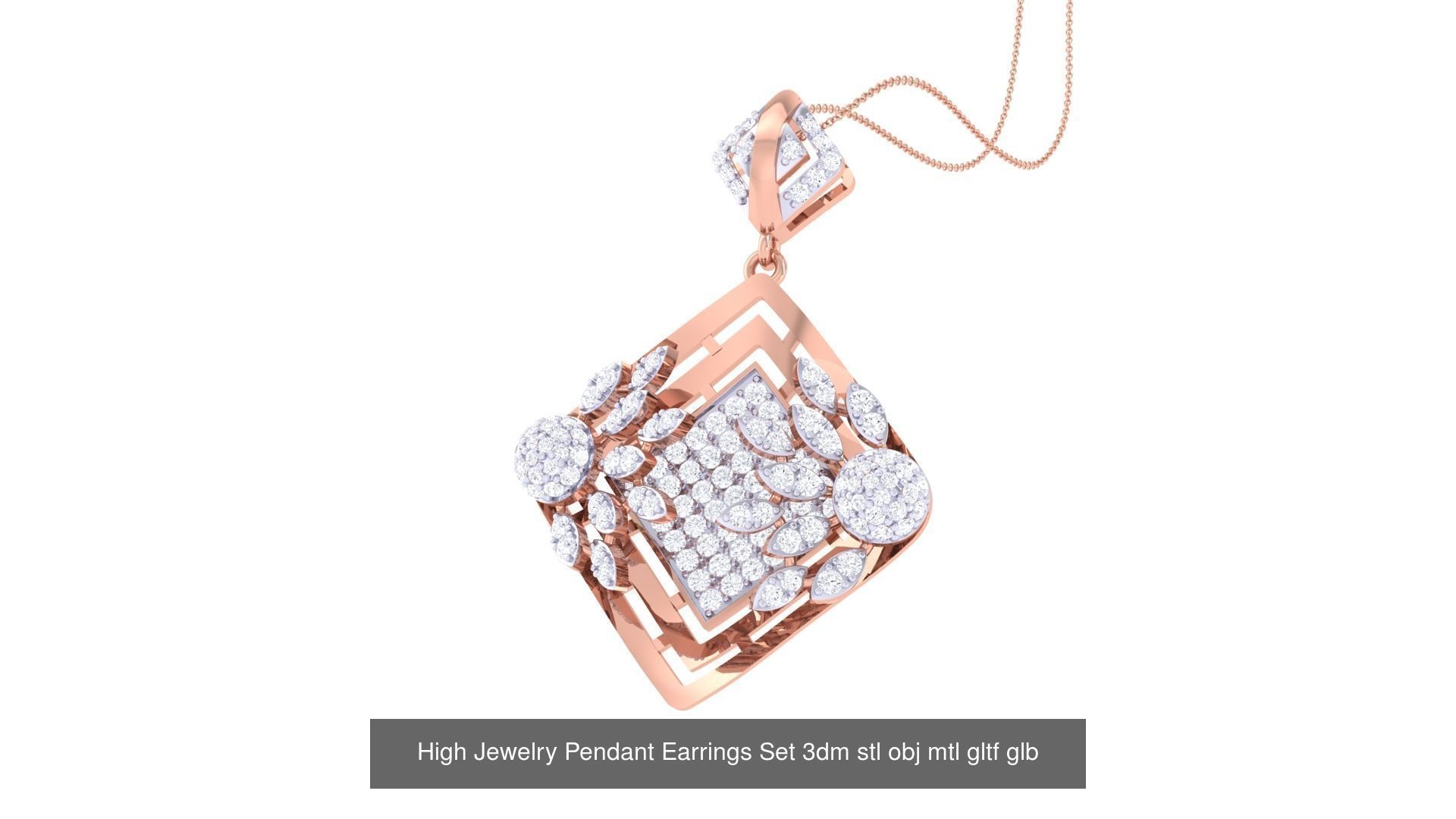 507 High Jewelry Pendant Earrings Set 3dm stl obj mtl gltf glb 3D Model Collection_142