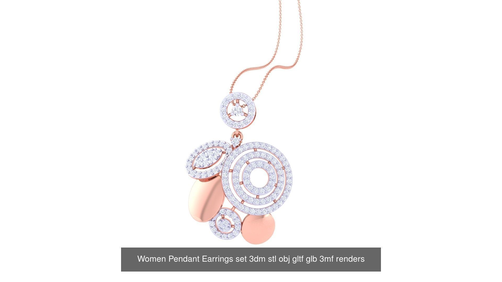 507 High Jewelry Pendant Earrings Set 3dm stl obj mtl gltf glb 3D Model Collection_71