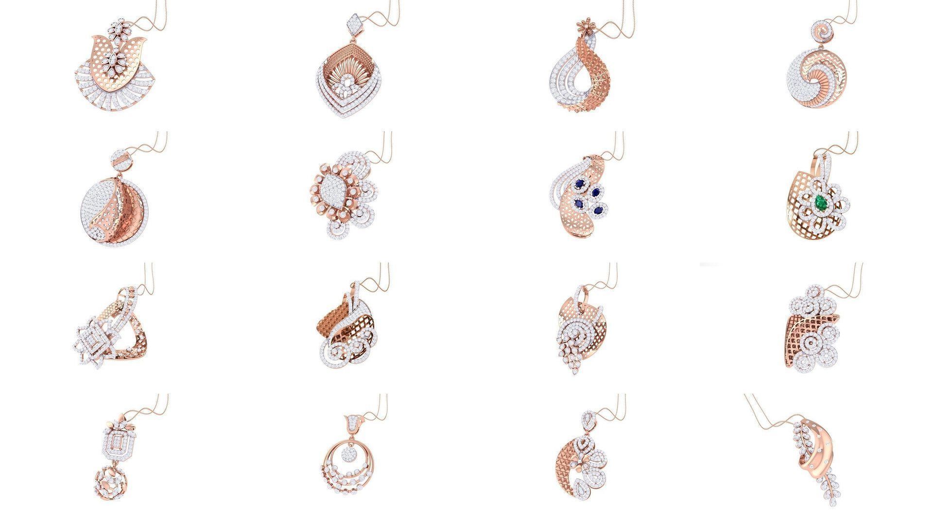 507 High Jewelry Pendant Earrings Set 3dm stl obj mtl gltf glb 3D Model Collection_7