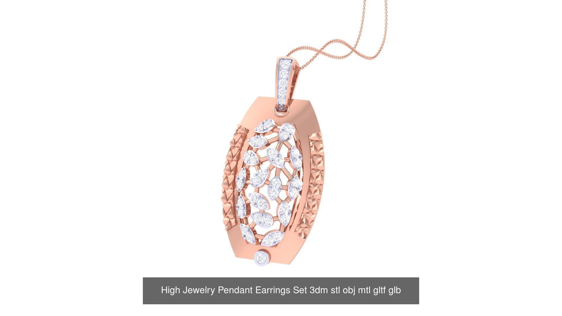 507 High Jewelry Pendant Earrings Set 3dm stl obj mtl gltf glb 3D Model Collection_172