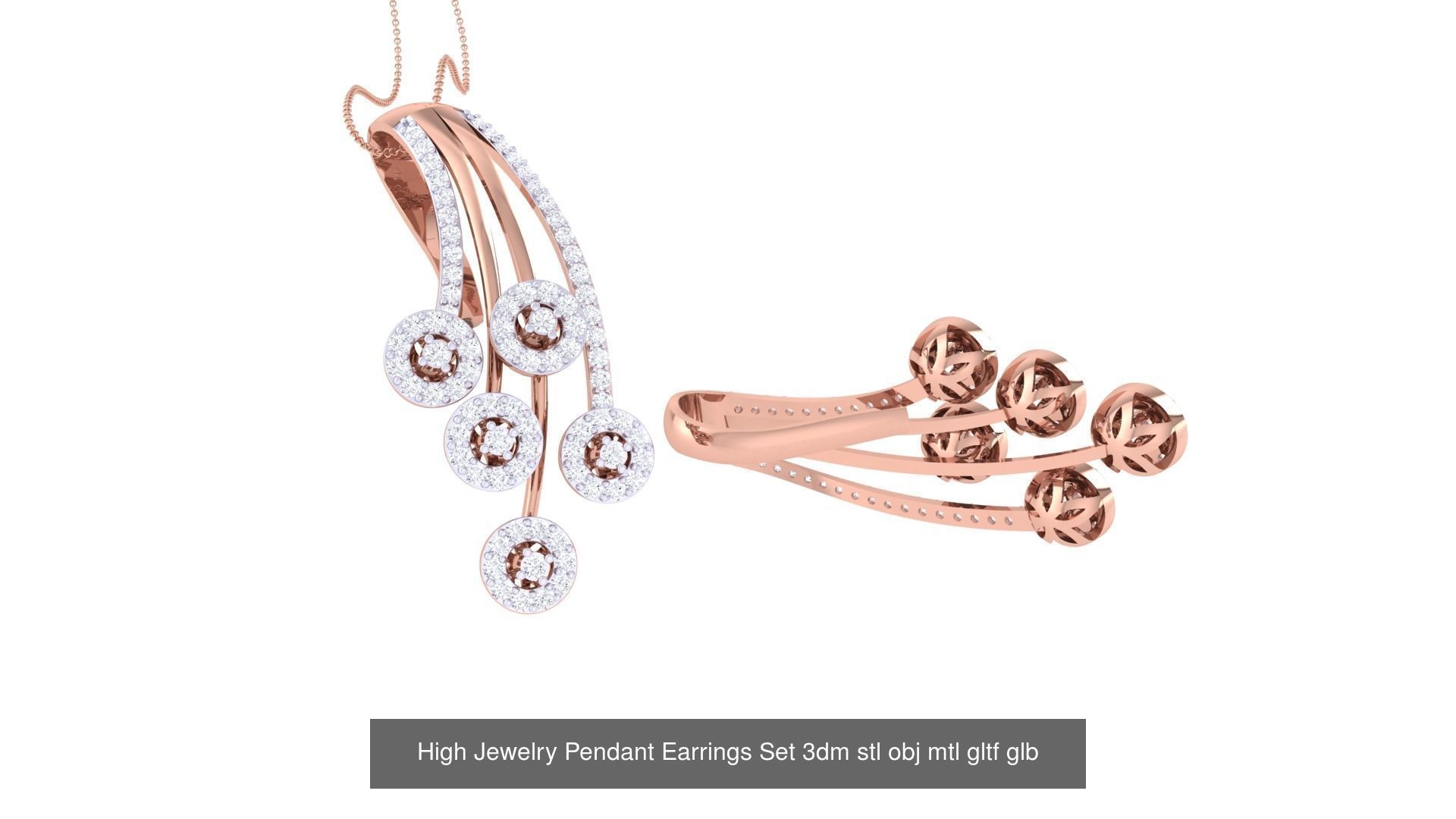 507 High Jewelry Pendant Earrings Set 3dm stl obj mtl gltf glb 3D Model Collection_212