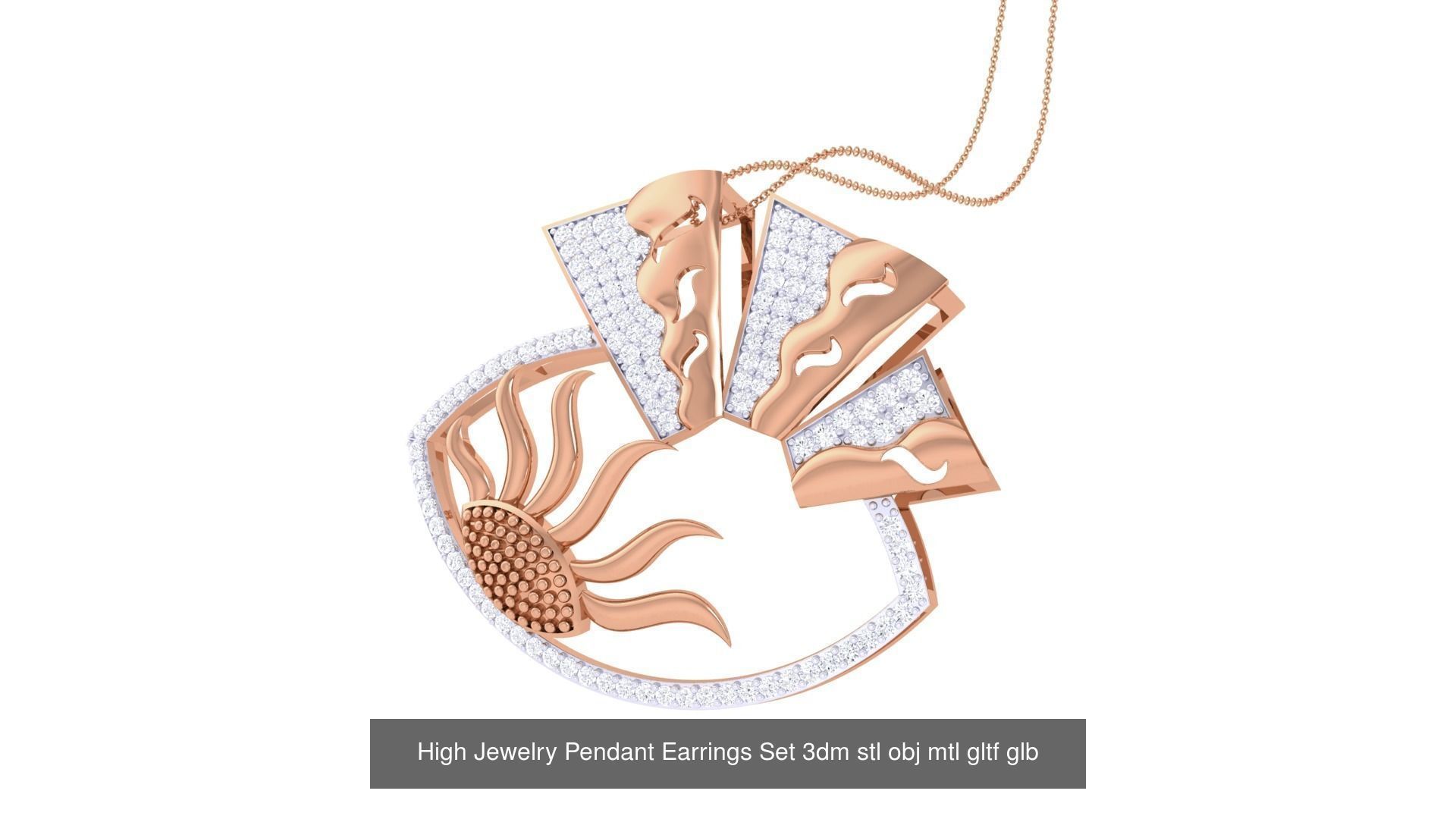 507 High Jewelry Pendant Earrings Set 3dm stl obj mtl gltf glb 3D Model Collection_211