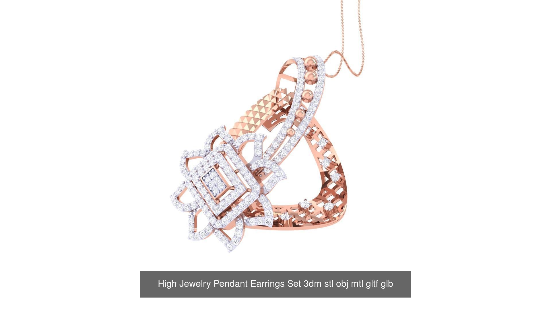 507 High Jewelry Pendant Earrings Set 3dm stl obj mtl gltf glb 3D Model Collection_152