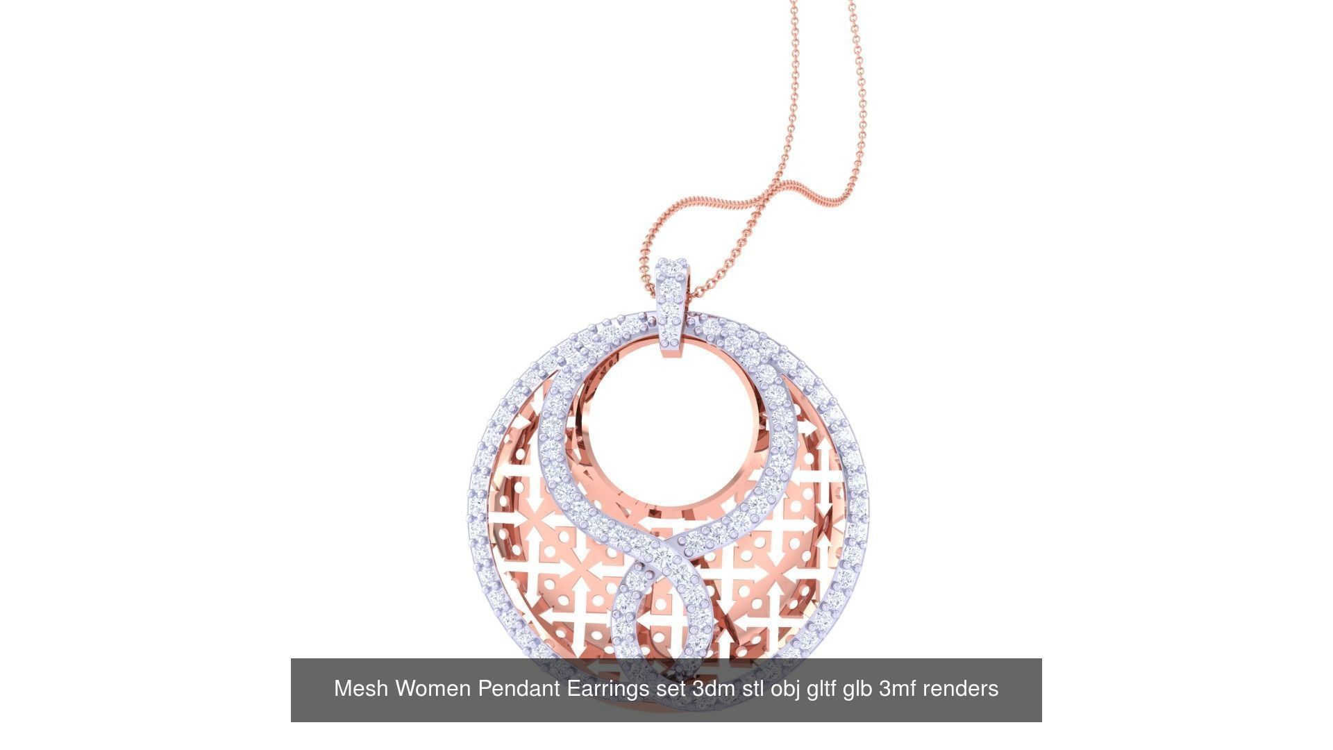 507 High Jewelry Pendant Earrings Set 3dm stl obj mtl gltf glb 3D Model Collection_94